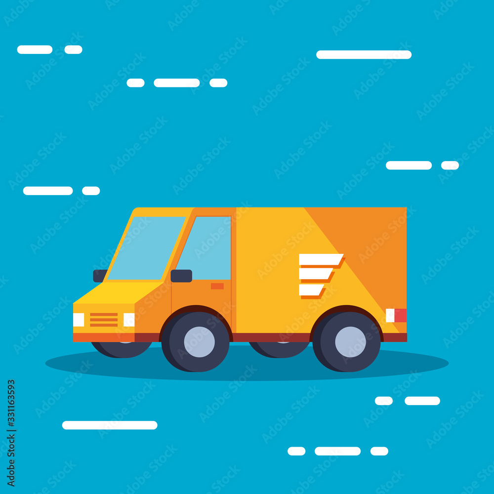 delivery service van transportation isolated icon vector illustration design