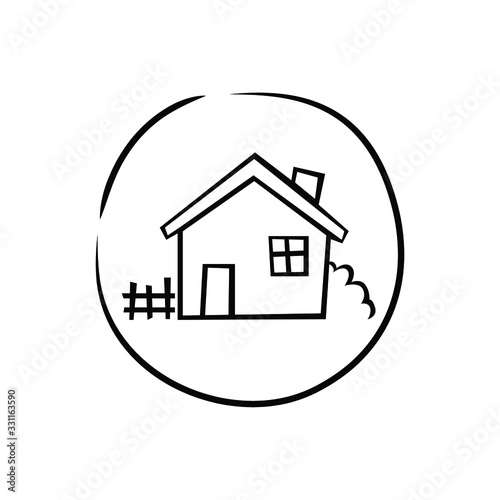 Home black and white drew icon vector 