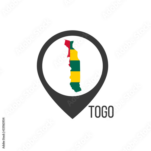 Map pointers with contry Togo. Togo flag. Stock vector illustration isolated on white background.