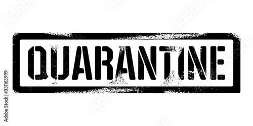 Stencil Quarantine inscription. Black danger graffiti print on white background. Vector design street art
