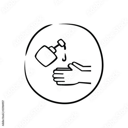 Hand gel cleanser drew icon vector 