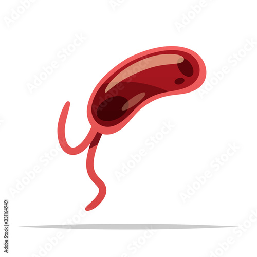 Microorganism bacteria with tails vector isolated illustration