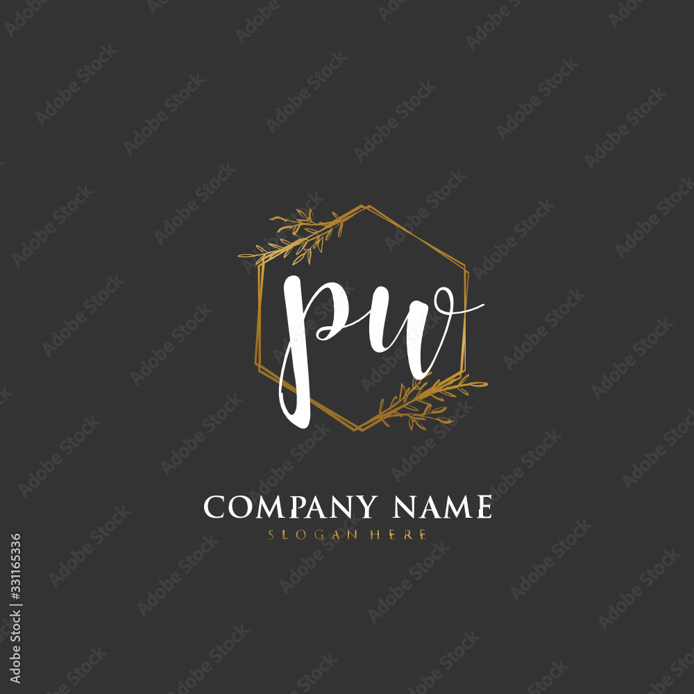 Handwritten initial letter P W PW for identity and logo. Vector logo template with handwriting and signature style.