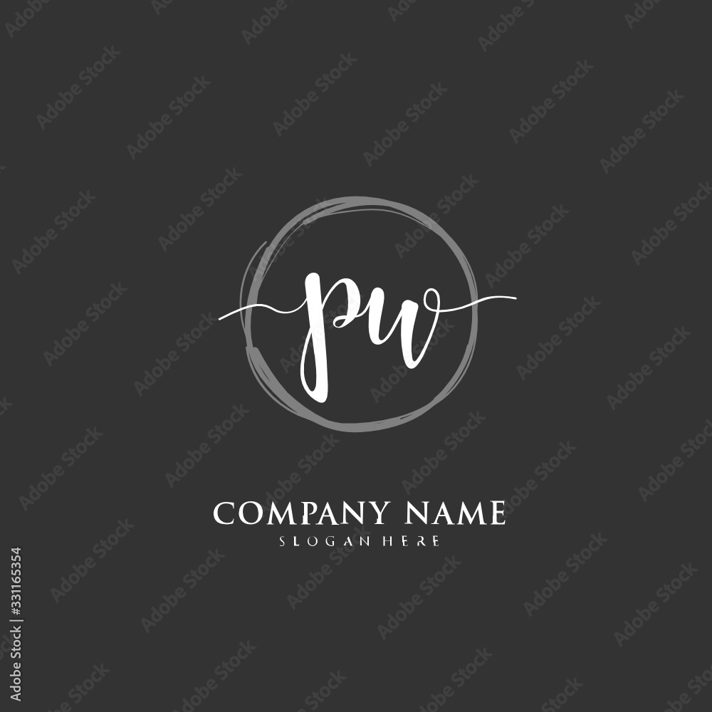 Handwritten initial letter P W PW for identity and logo. Vector logo template with handwriting and signature style. Handwritten initial letter P W PW for identity and logo. Vector logo template with handwriting and signature style.