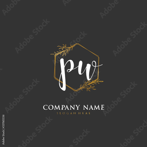 Handwritten initial letter P W PW for identity and logo. Vector logo template with handwriting and signature style.