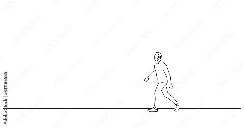 People walking line drawing, animated illustration design. Urban life collection.