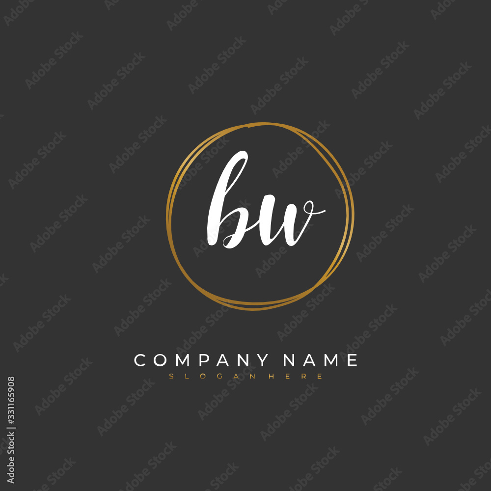 Handwritten initial letter B W BW for identity and logo. Vector logo template with handwriting and signature style. Handwritten initial letter B W BW for identity and logo. Vector logo template with handwriting and signature style.