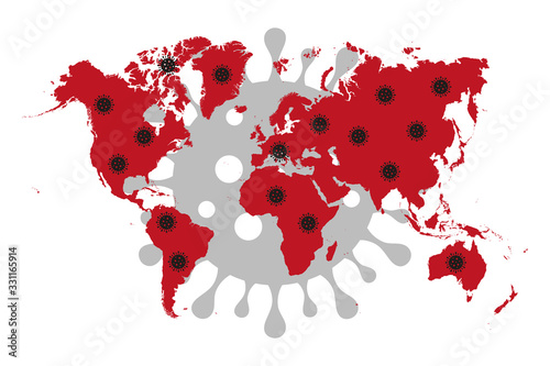 China battles Coronavirus outbreak. Coronavirus 2019-nC0V Outbreak, Travel Alert concept. The virus attacks the respiratory tract, pandemic medical health risk