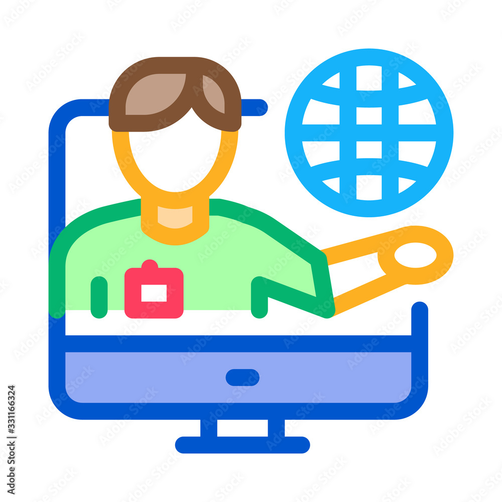 Online Computer Guide Icon Vector. Outline Online Computer Guide Sign. Isolated Contour Symbol Illustration Online Computer Guide Icon Vector. Outline Online Computer Guide Sign. Isolated Contour Symbol Illustration