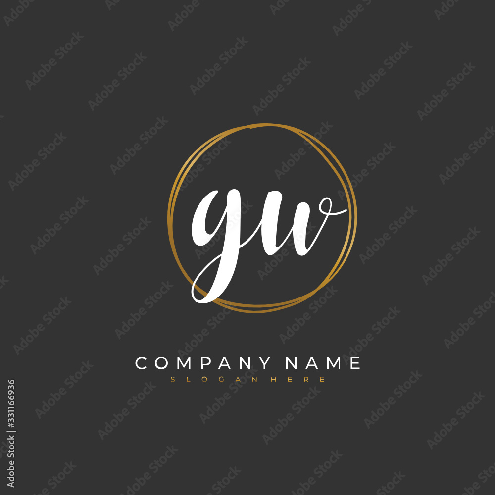 Handwritten initial letter G W GW for identity and logo. Vector logo template with handwriting and signature style.