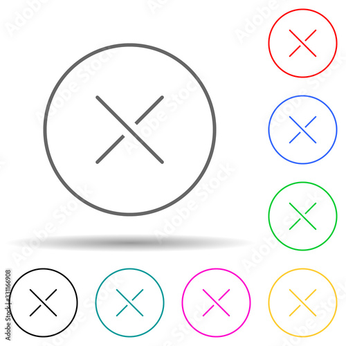 Multiplication sign multi color set icon. Simple thin line, outline vector of web icons for ui and ux, website or mobile application