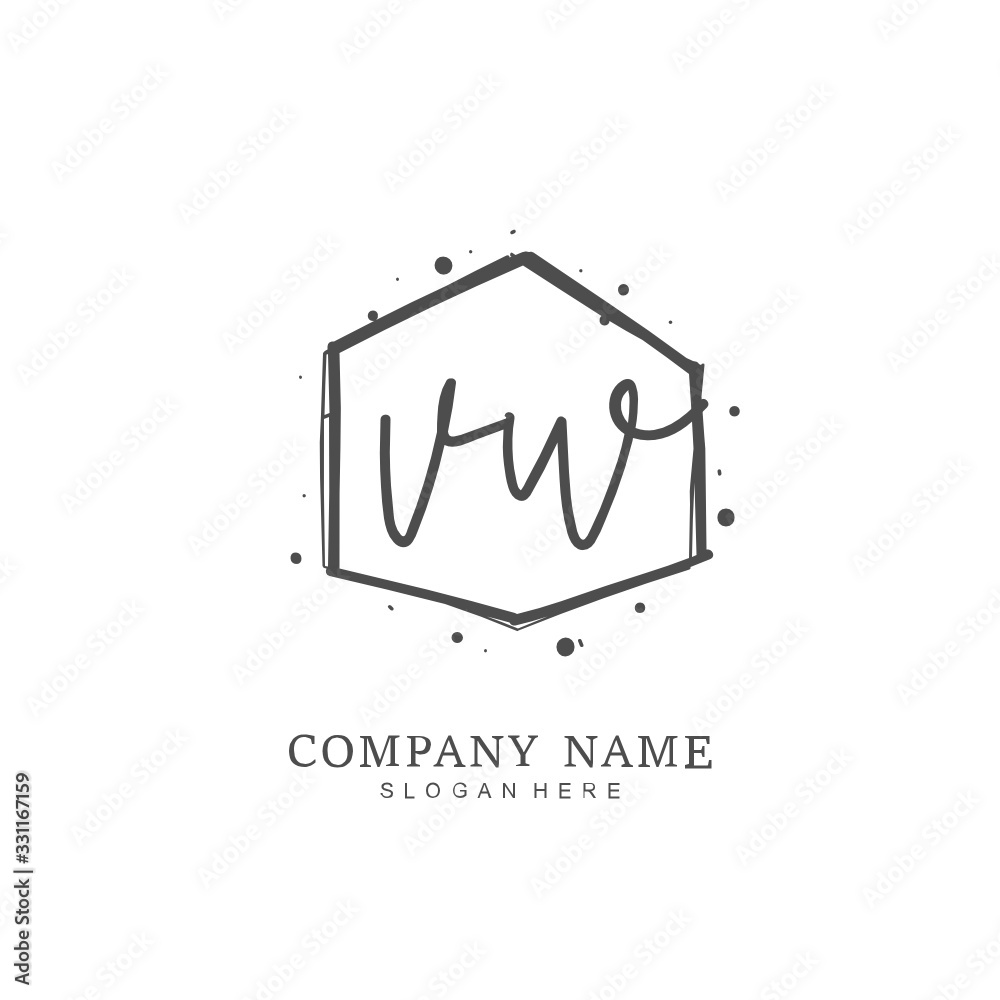 Handwritten initial letter V W for identity and logo. Vector logo template with handwriting and signature style. Handwritten initial letter V W for identity and logo. Vector logo template with handwriting and signature style.