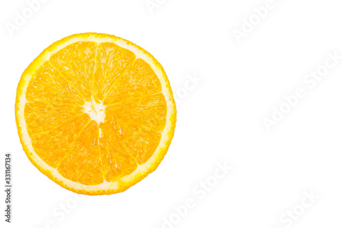 The orange slice isolated on the white