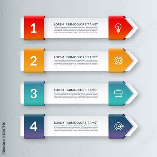 Modern minimal arrow elements for business infographics. Origami style. Vector illustration. Can be used for workflow layout, brochure, diagram, chart, number options, web design