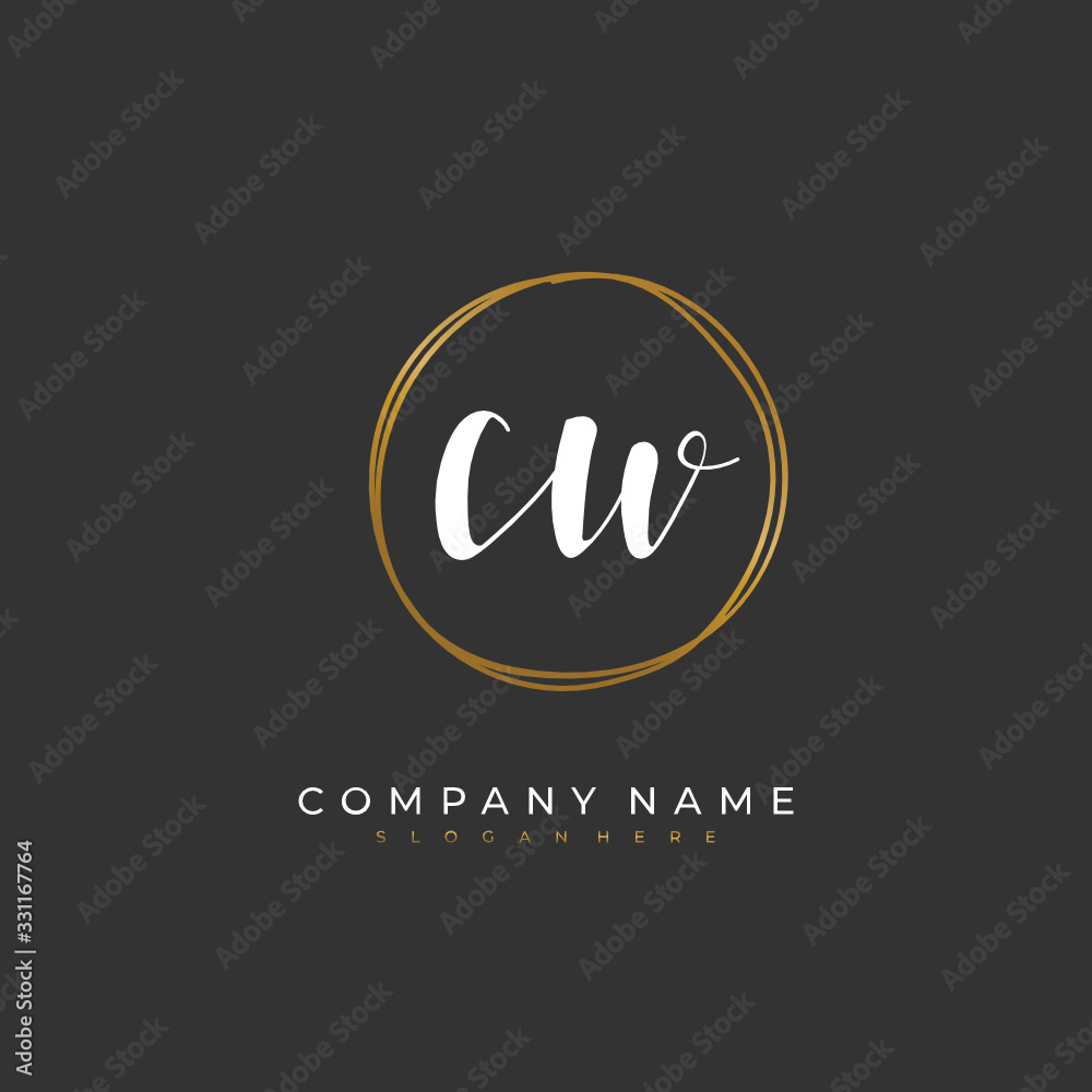Handwritten initial letter C W CW for identity and logo. Vector logo template with handwriting and signature style. Handwritten initial letter C W CW for identity and logo. Vector logo template with handwriting and signature style.