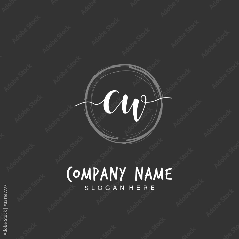 Handwritten initial letter C W CW for identity and logo. Vector logo template with handwriting and signature style. Handwritten initial letter C W CW for identity and logo. Vector logo template with handwriting and signature style.