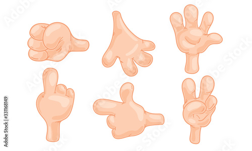 Cartoon Hands Gesturing Isolated on White Background Vector Set