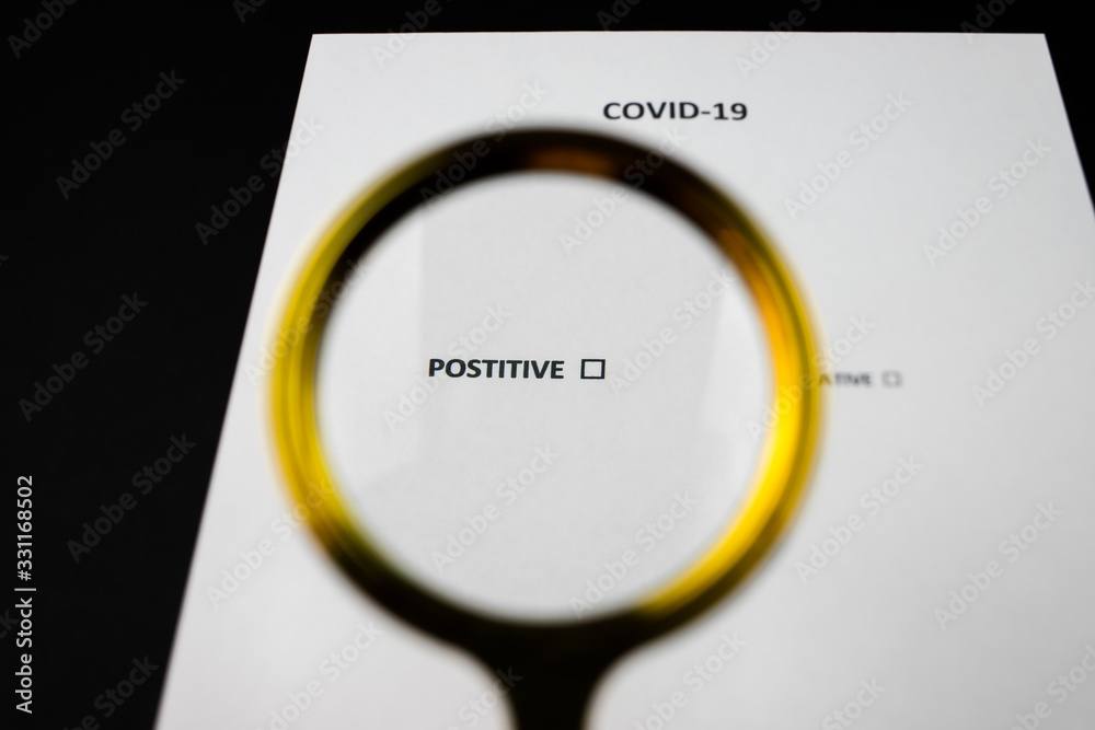 Pozytywny, negatywny winik badań na Coronavirus, COVID-19 - obrazy, fototapety, plakaty 