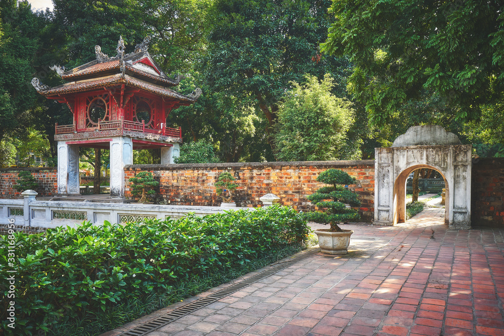 Beautiful green garden in the Temple of Literature in Hanoi Beautiful green garden in the Temple of Literature in Hanoi