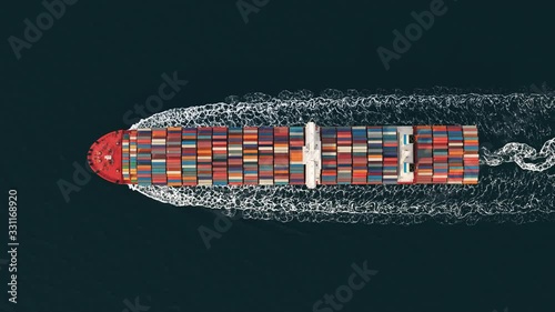 3D Illustration of a container ship. International transportation  photo