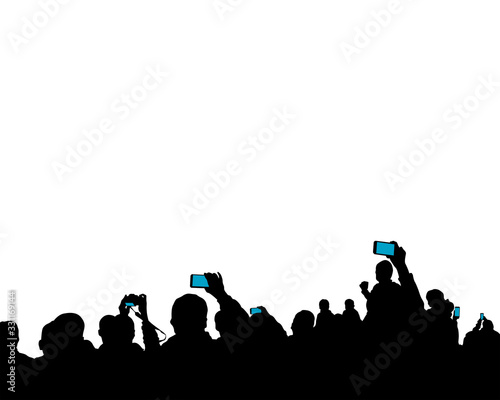 Crowd in front of the stage on a white background