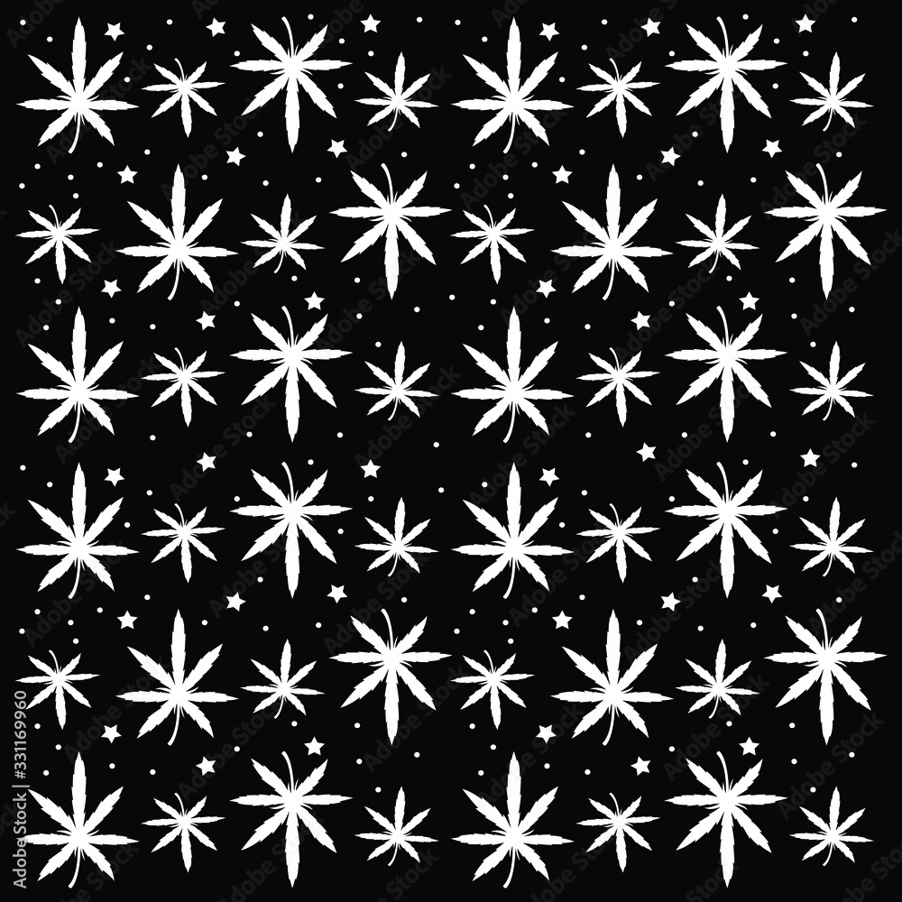 Seamless pattern with cannabis leaves. Doodle style vector illustration. Great for backgrounds, fabrics, wrapping paper, etc. Seamless pattern with cannabis leaves. Doodle style vector illustration. Great for backgrounds, fabrics, wrapping paper, etc.
