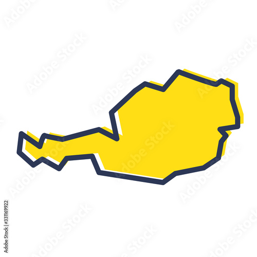Stylized simple yellow outline map of Austria