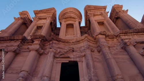 Looking at the the front of the Monastery in Petra
