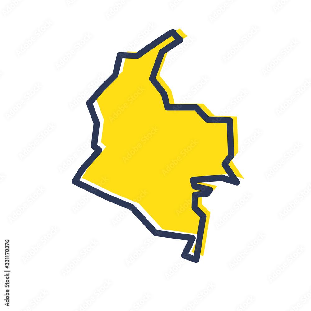 Stylized Simple Yellow Outline Map Of Colombia Stock Vector Adobe Stock