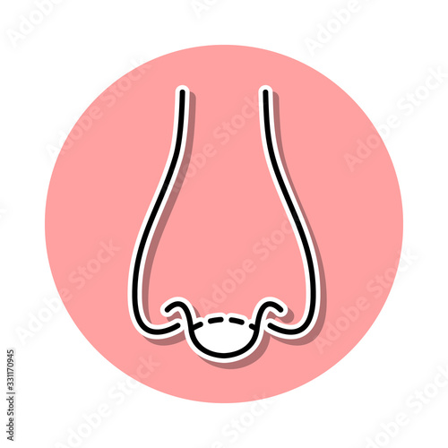 Nose esthetic surgery sticker icon. Simple thin line, outline vector of anti agies icons for ui and ux, website or mobile application