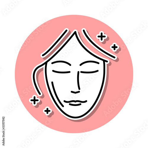 Face lift surgery beauty sticker icon. Simple thin line, outline vector of anti agies icons for ui and ux, website or mobile application