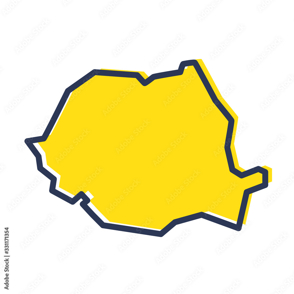 Fototapeta Stylized simple yellow outline map of Romania