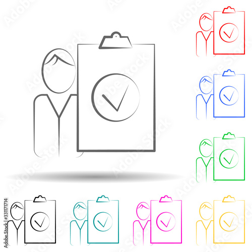 Staff check multi color set icon. Simple thin line, outline vector of business and management icons for ui and ux, website or mobile application