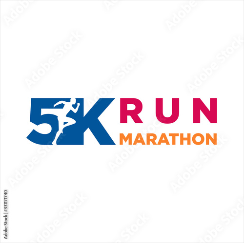 5K Run Logo Design vector Stock symbol .Running logo sport concept . running marathon Logo Design Template .
