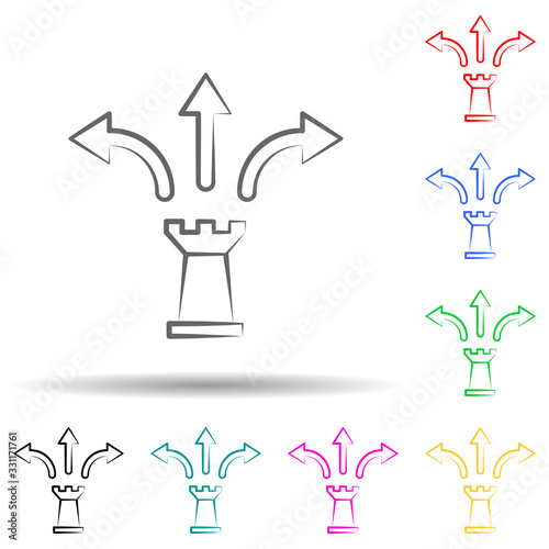 Management strategy multi color set icon. Simple thin line  outline vector of business and management icons for ui and ux  website or mobile application
