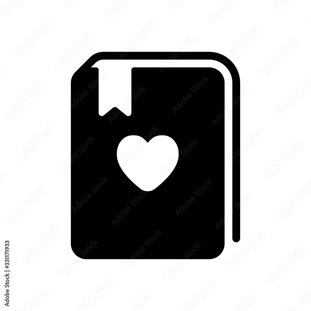 book with heart. Black icon on white background book with heart. Black icon on white background