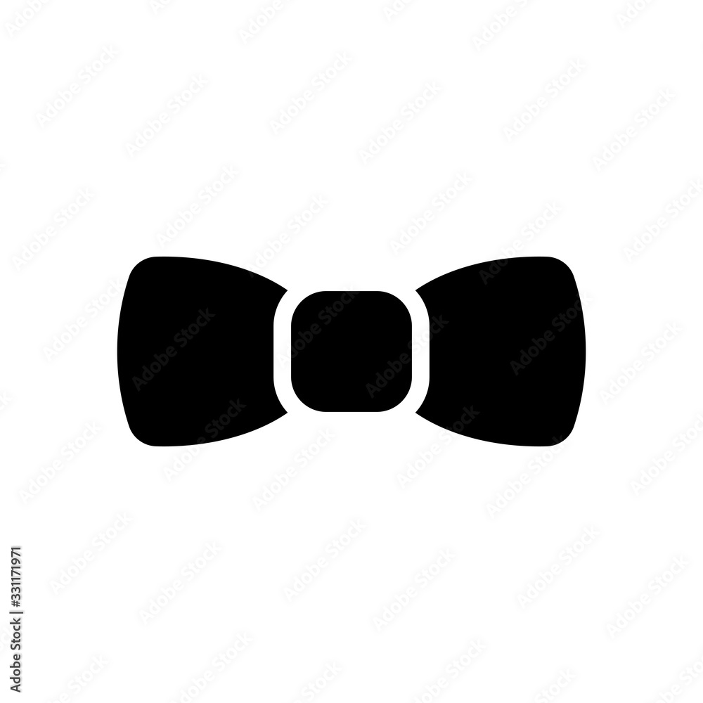 Bow tie, festive logo. Black icon on white background Stock Vector
