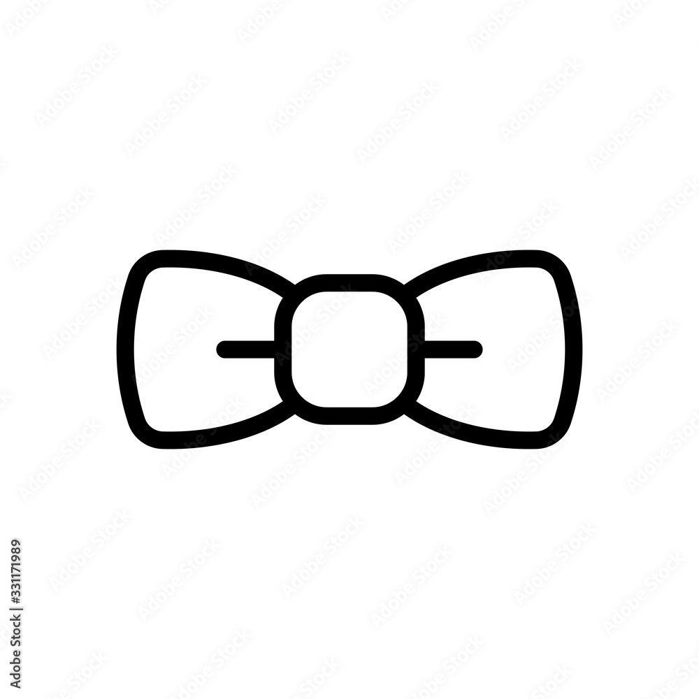 Bow tie, festive linear logo. Black icon on white background Bow tie, festive linear logo. Black icon on white background