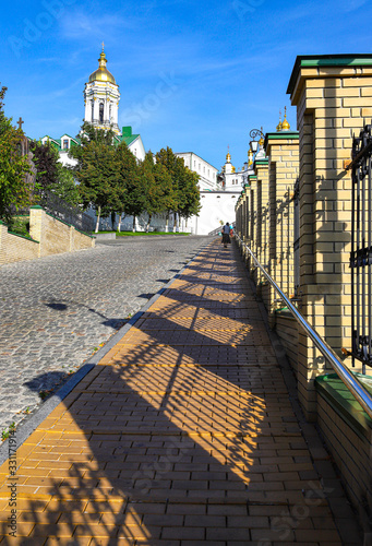 Photography View of the temples of Kiev-Pechersk Lavra on a beautiful sunny autumn day