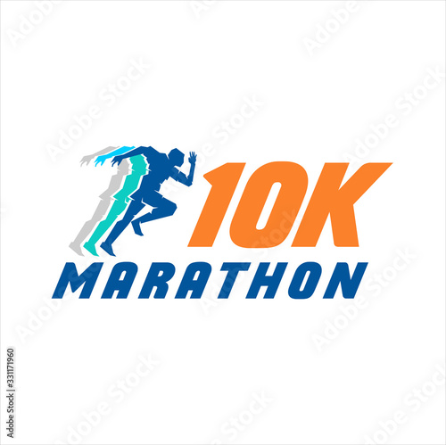 10K Run Logo Design vector Stock symbol .Running logo sport concept . running marathon Logo Design Template, Running marathon  Idea logo design inspiration.