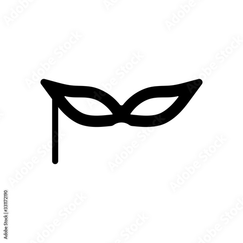 Carnival mask, incognito at the masquerade. Black icon on white background