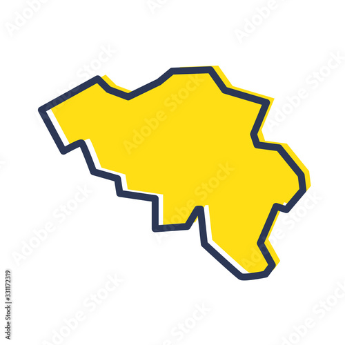 Stylized simple yellow outline map of Belgium