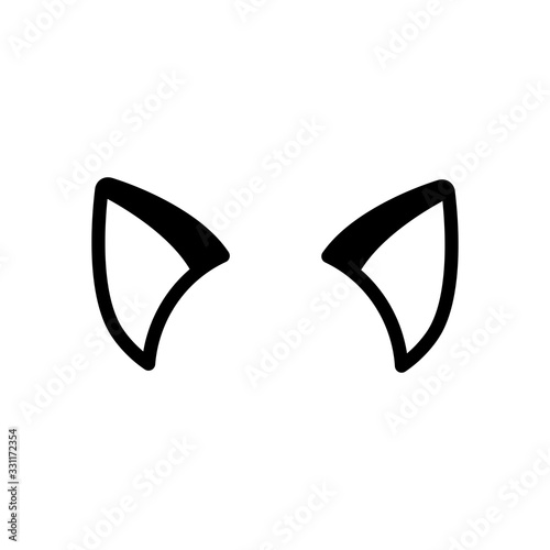 Cat ears, simple sign. Black icon on white background
