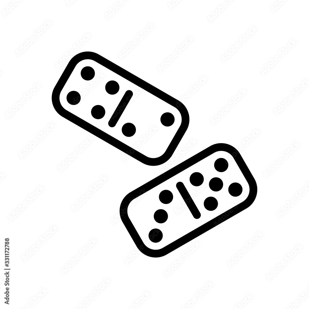 Domino, board game, outline design. Black icon on white background