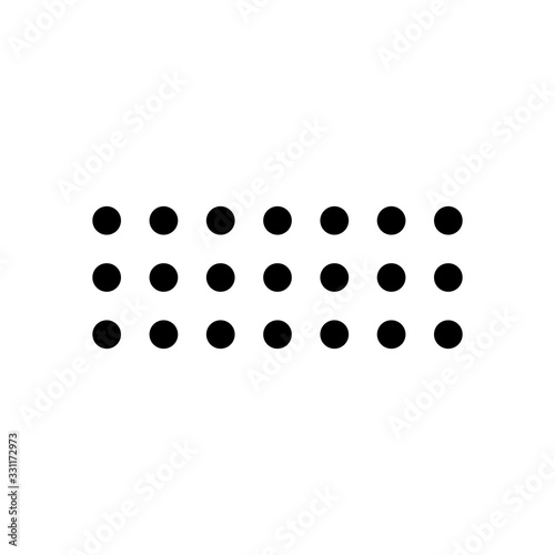 Digital dotted minus  negative symbol. Black icon on white background