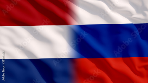 Waving Russia and Netherlands Flags