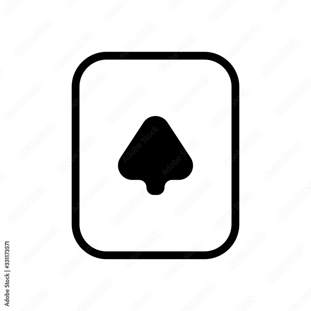 Playing card with spades. Black icon on white background Playing card with spades. Black icon on white background