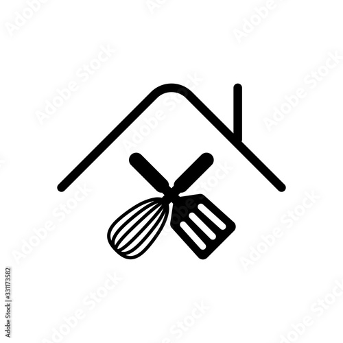 home food, cooking logo. Black icon on white background