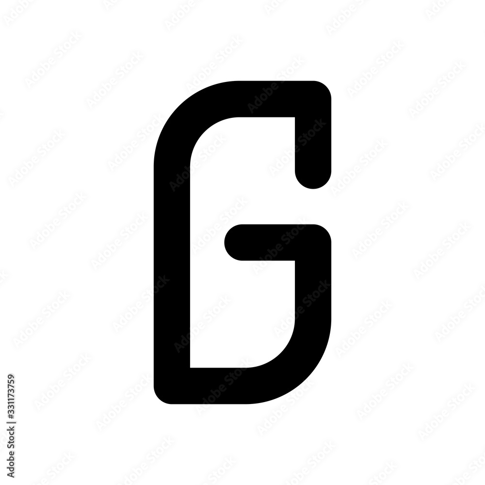 Letter G of alphabet, isolated outline symbol. Black icon on white background Letter G of alphabet, isolated outline symbol. Black icon on white background