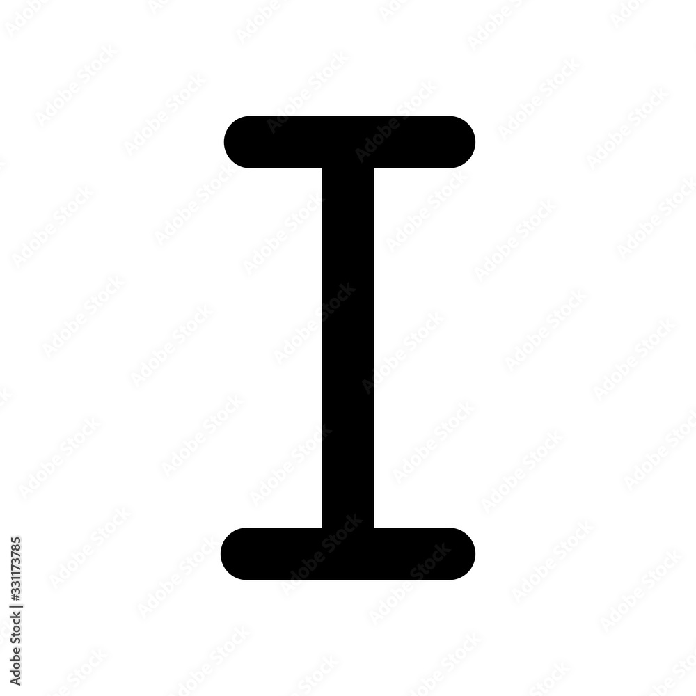 Letter I of alphabet, isolated outline symbol. Black icon on white background Letter I of alphabet, isolated outline symbol. Black icon on white background